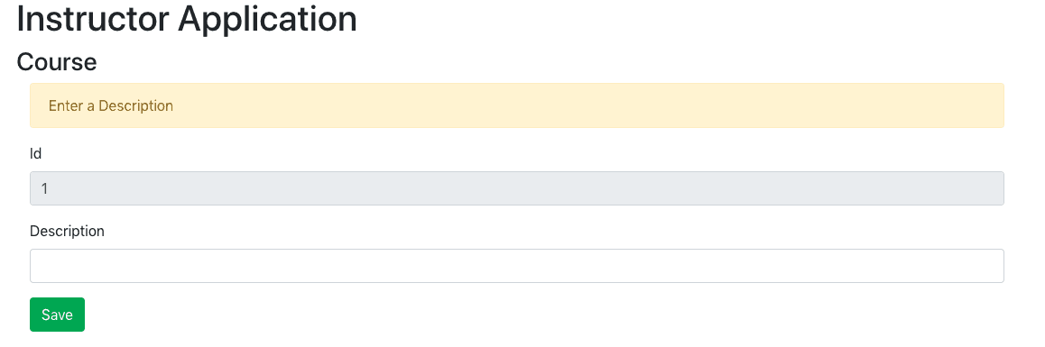 Attempting to update a course